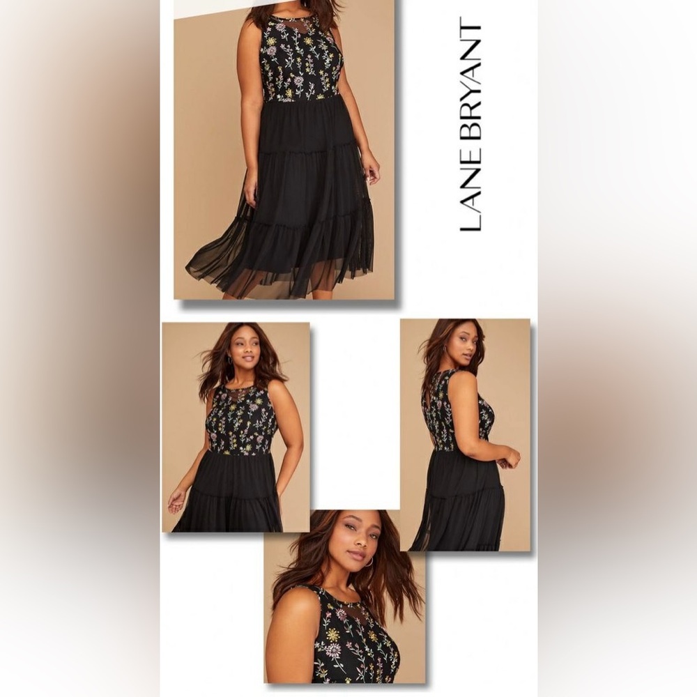 Lane Bryant Black Dress with Floral Accents